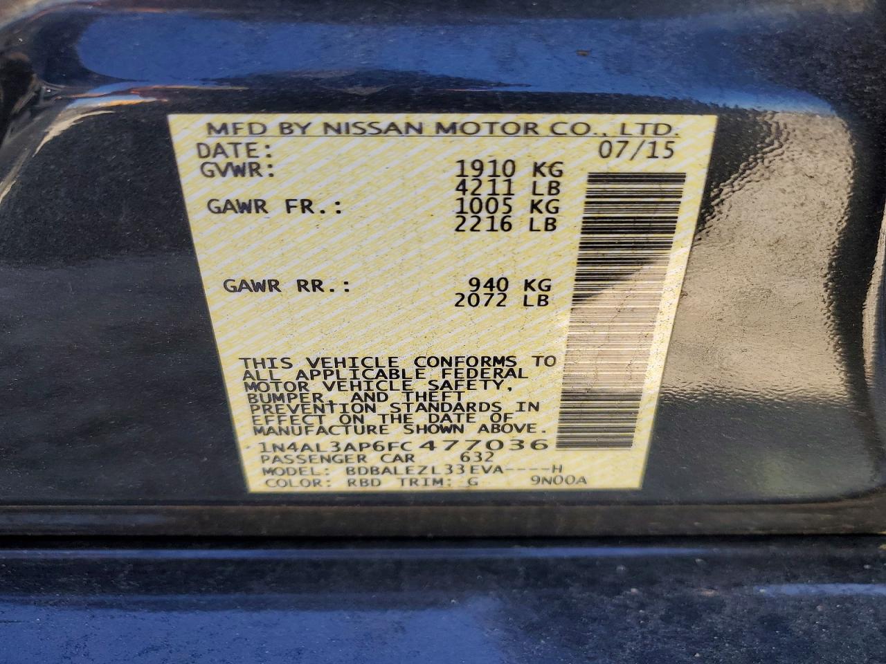 2015 Nissan Altima 2.5 S Серый vin: 1N4AL3AP6FC477036