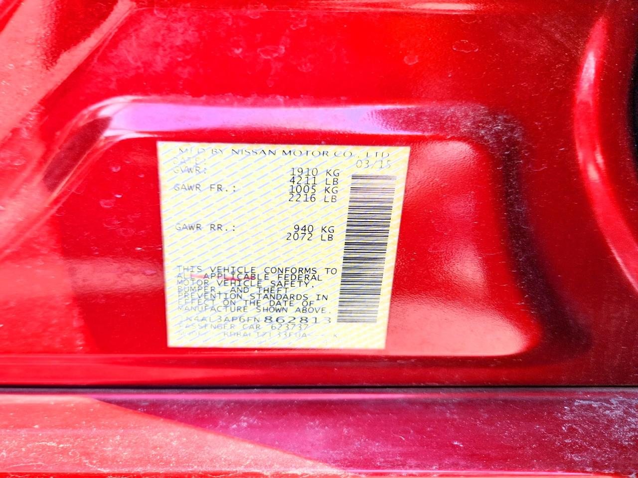 2015 Nissan Altima 2.5 Sl Red vin: 1N4AL3AP6FN862813