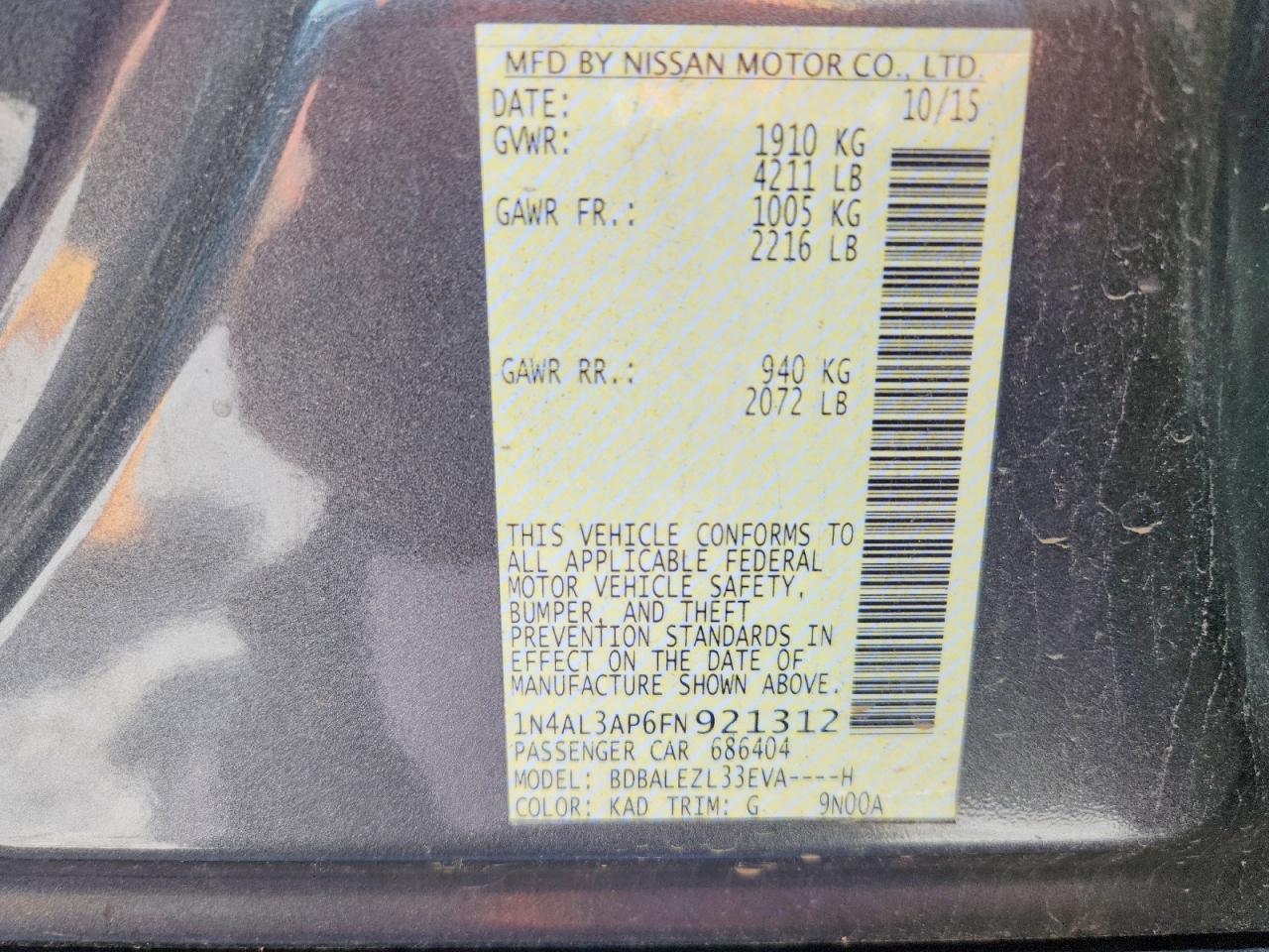 2015 Nissan Altima 2.5 S Gray vin: 1N4AL3AP6FN921312