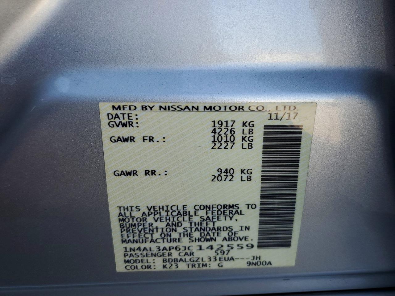 2018 Nissan Altima 2.5 S Silver vin: 1N4AL3AP6JC142559