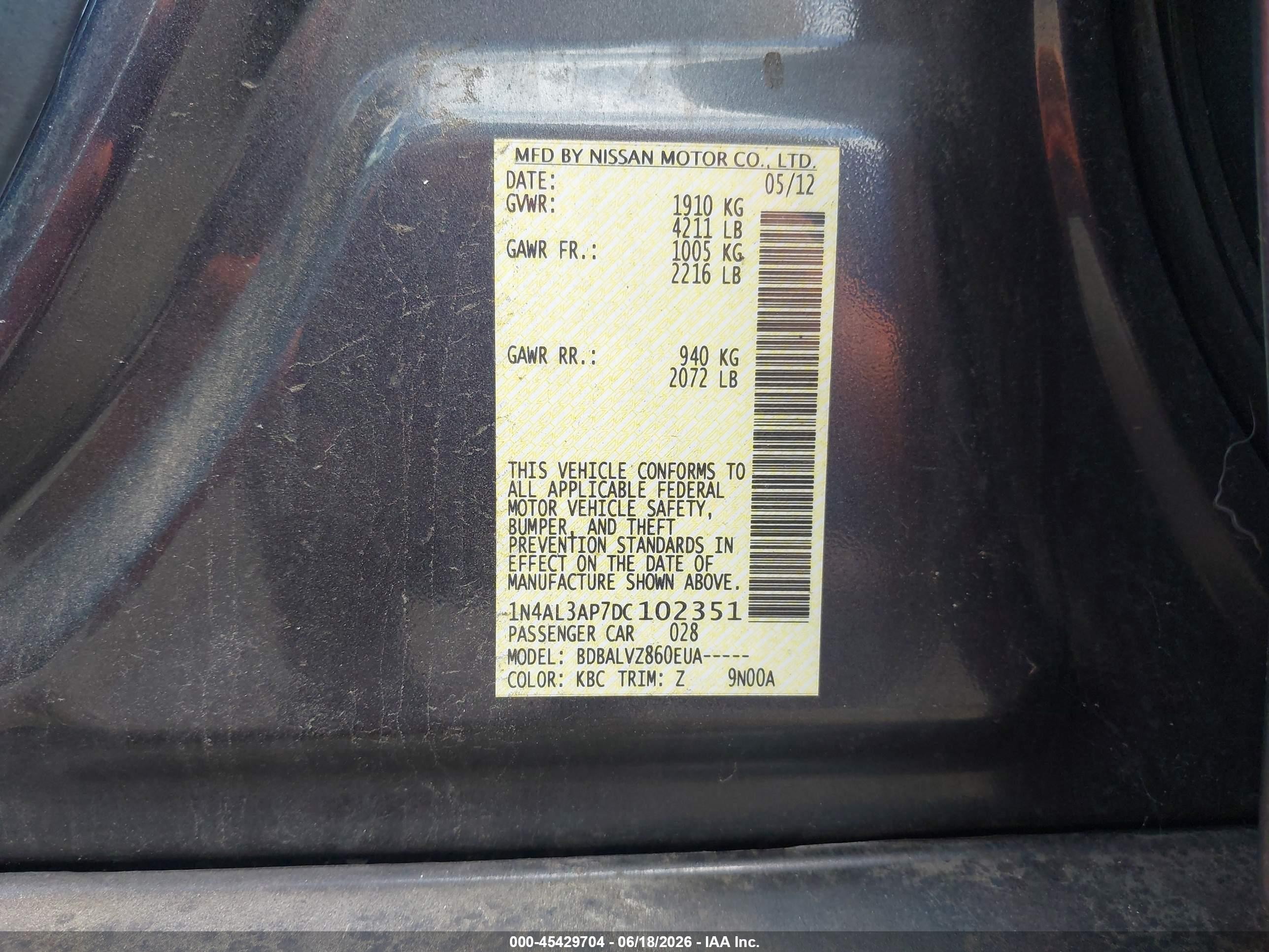2013 Nissan Altima 2.5 Sl Серый vin: 1N4AL3AP7DC102351