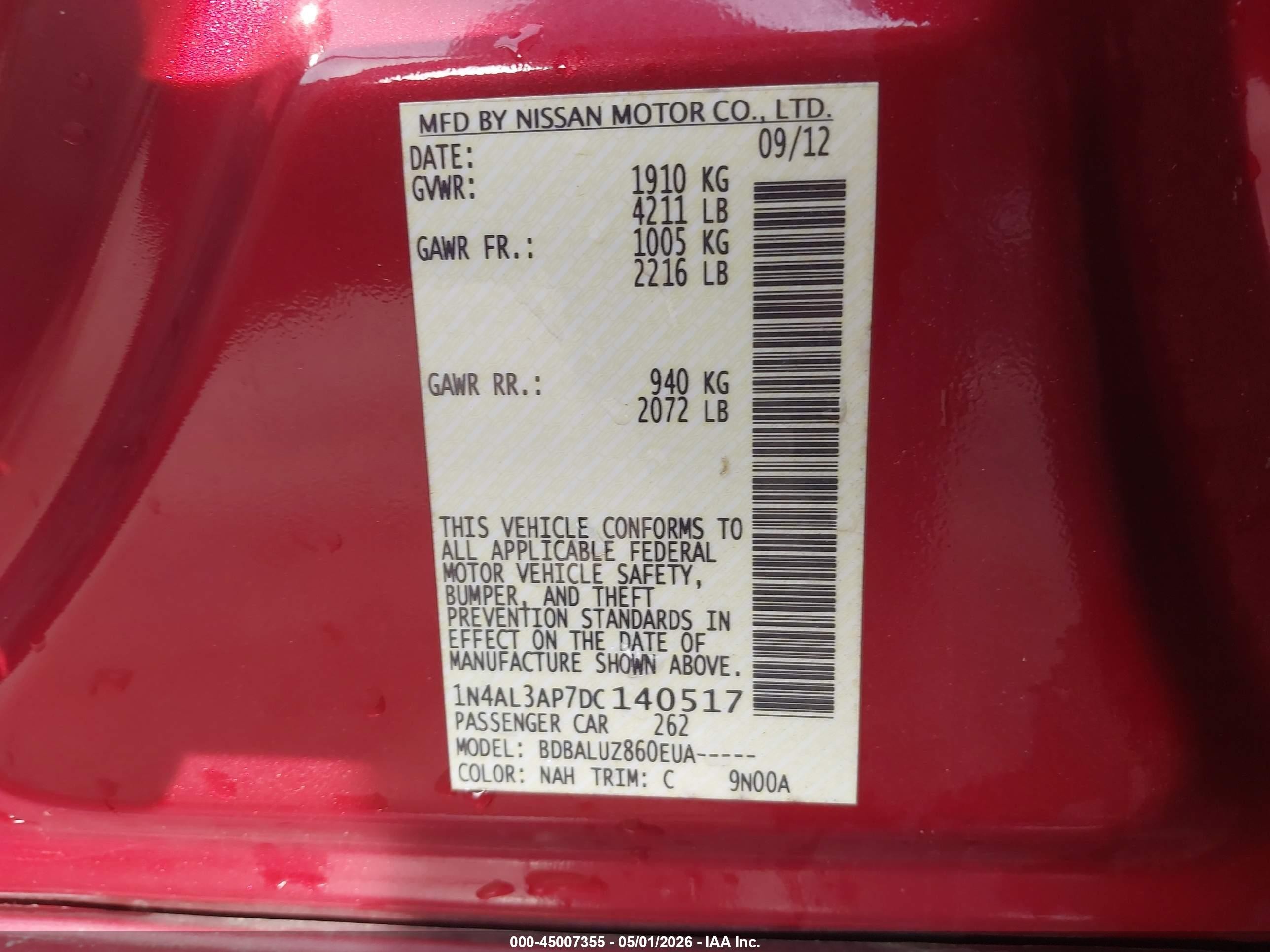 2013 Nissan Altima 2.5 Sv Maroon vin: 1N4AL3AP7DC140517