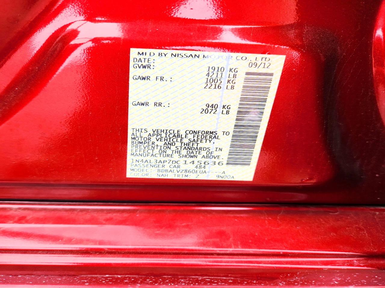 2013 Nissan Altima 2.5 Burgundy vin: 1N4AL3AP7DC145636
