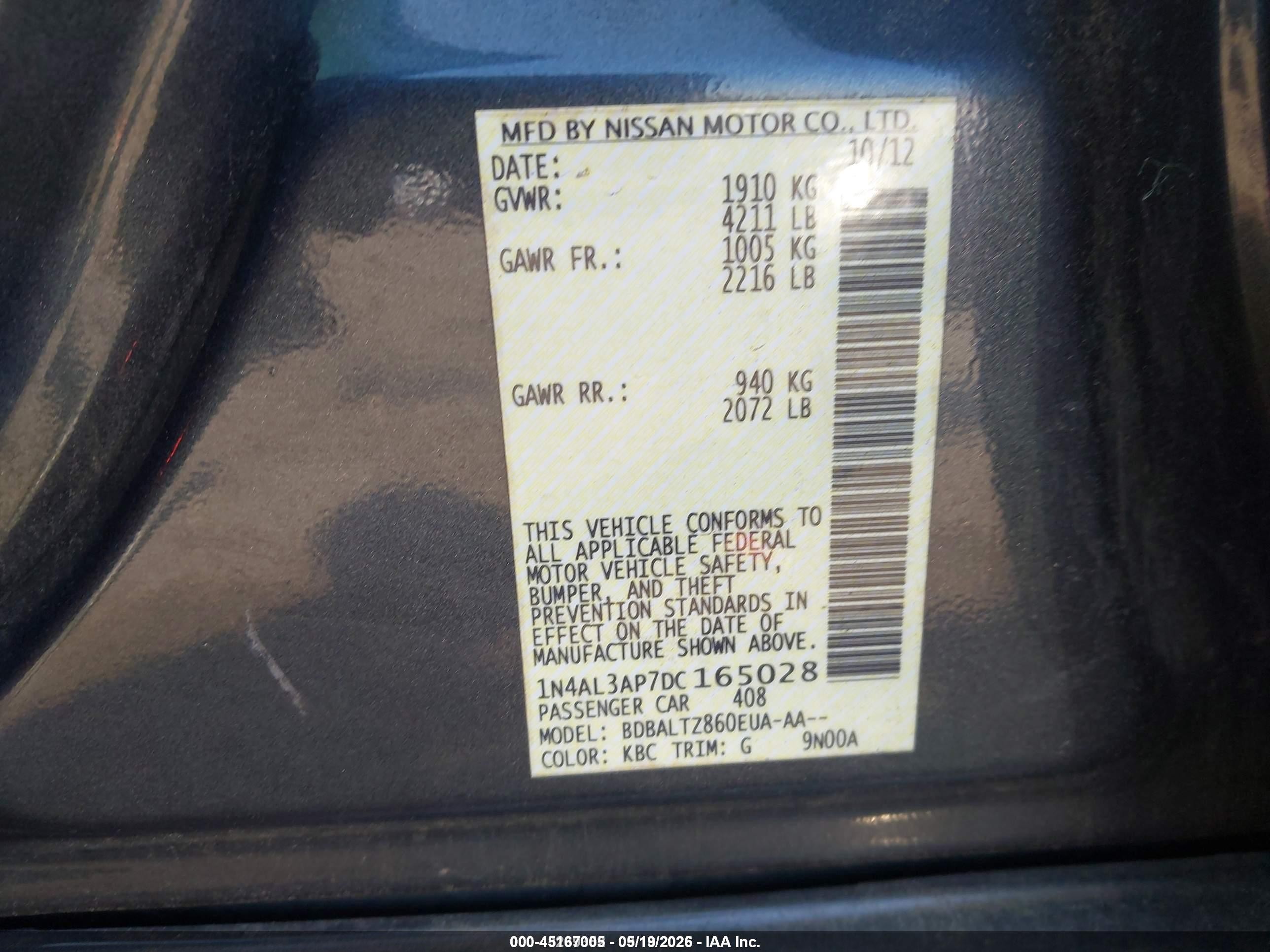 2013 Nissan Altima 2.5 Sv Gray vin: 1N4AL3AP7DC165028