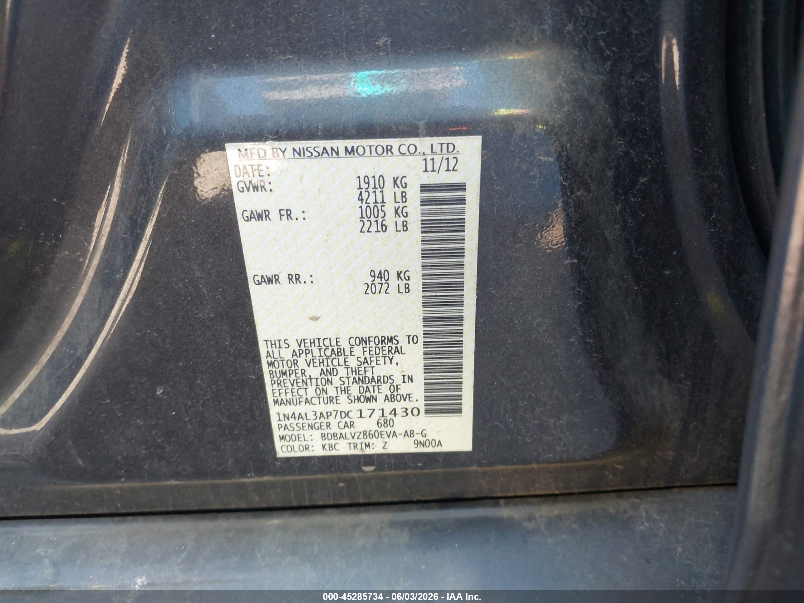 2013 Nissan Altima 2.5 Sl Gray vin: 1N4AL3AP7DC171430