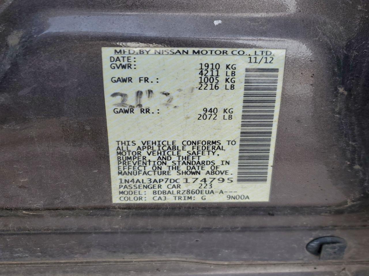 2013 Nissan Altima 2.5 Brown vin: 1N4AL3AP7DC174795