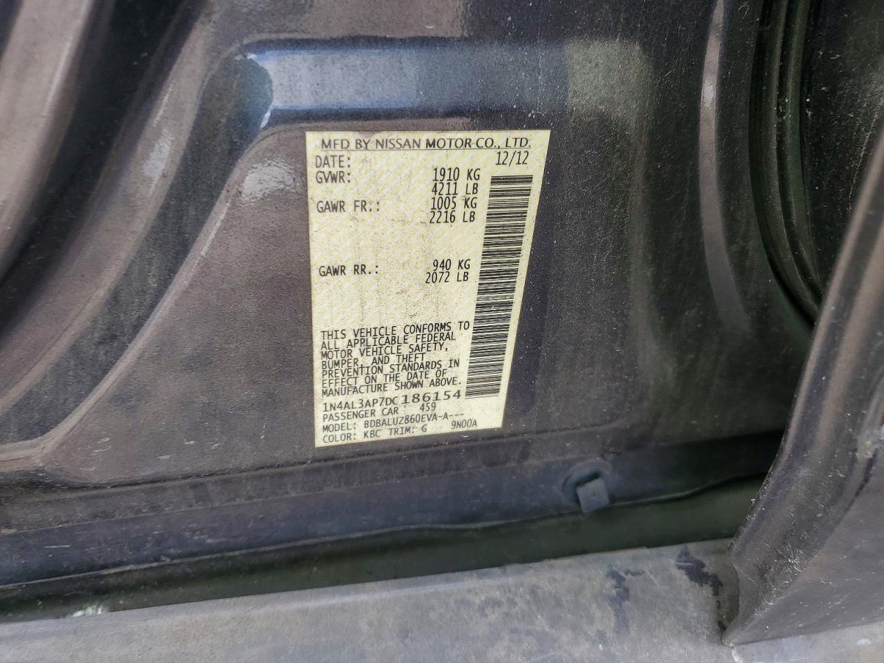 2013 Nissan Altima 2.5 Gray vin: 1N4AL3AP7DC186154