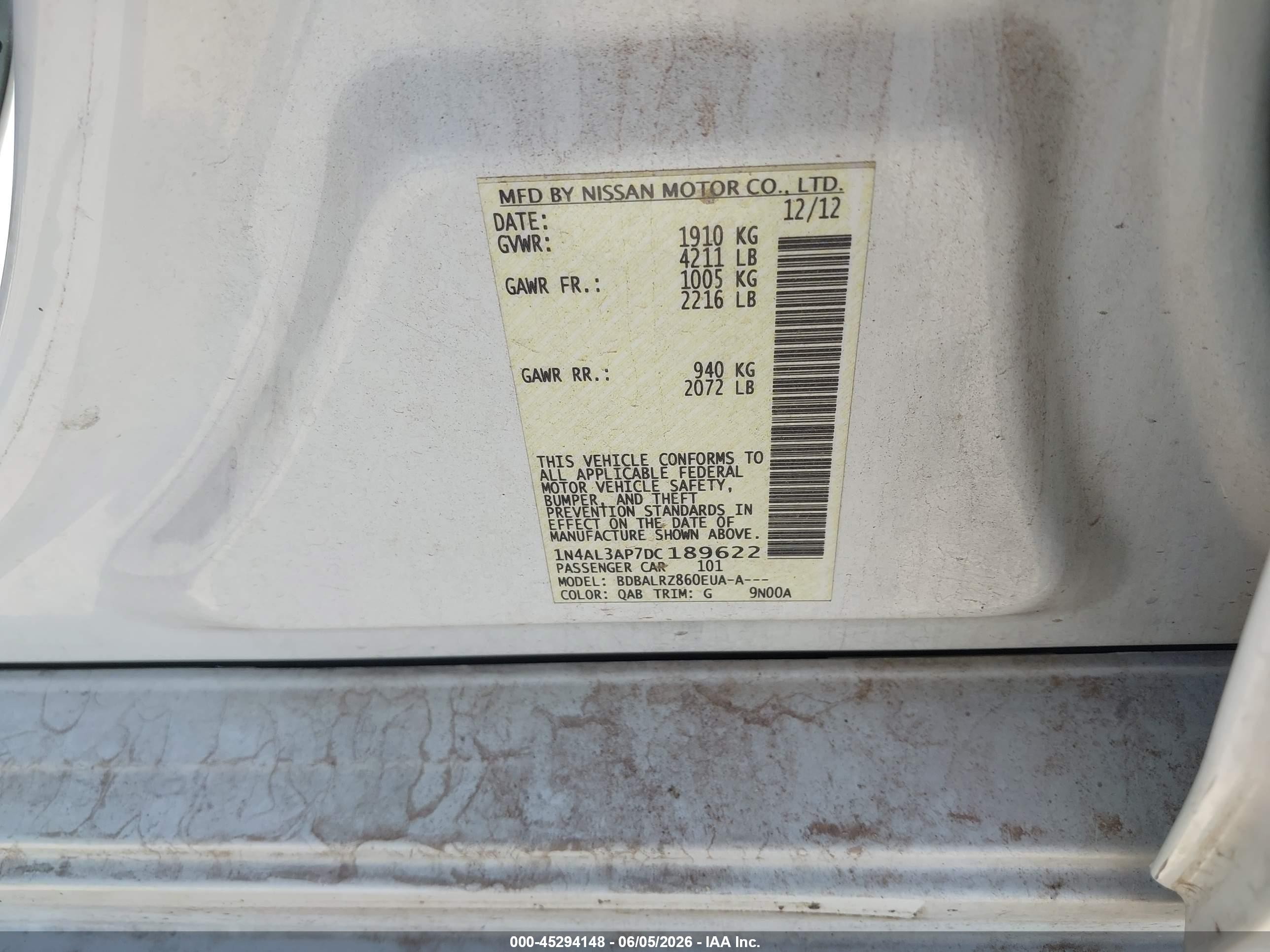 2013 Nissan Altima 2.5 S Cream vin: 1N4AL3AP7DC189622