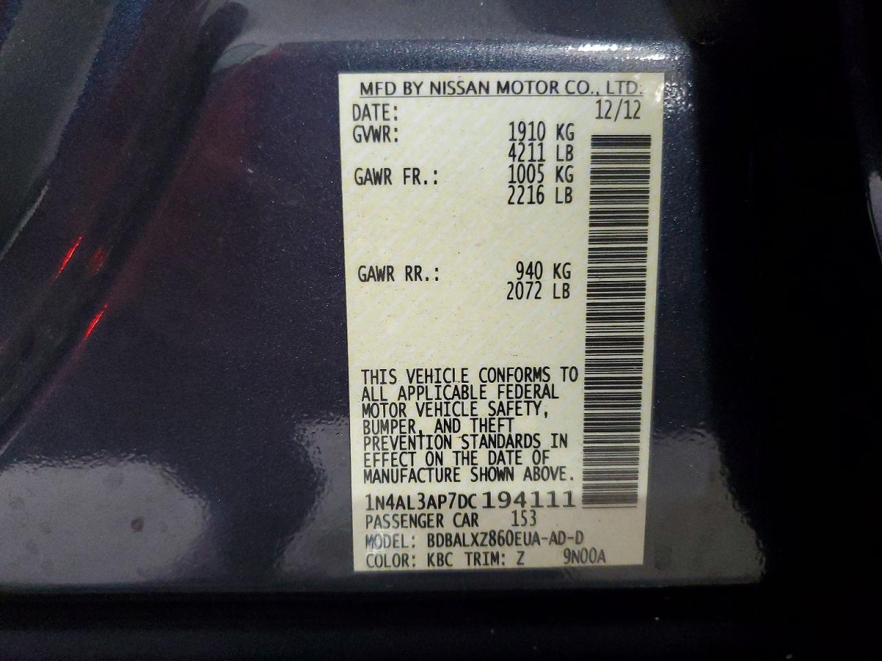 2013 Nissan Altima 2.5 Gray vin: 1N4AL3AP7DC194111