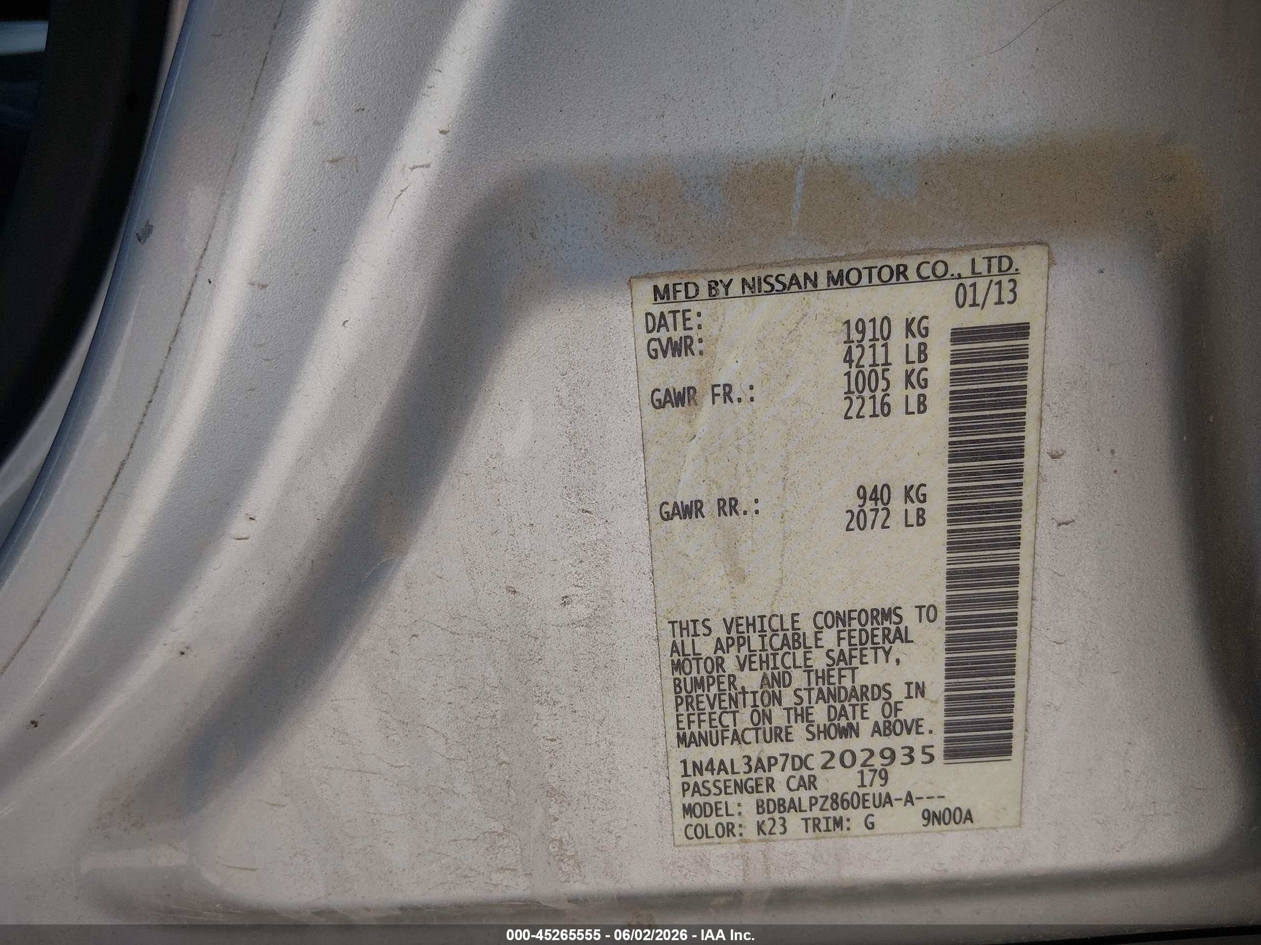 2013 Nissan Altima 2.5 Silver vin: 1N4AL3AP7DC202935