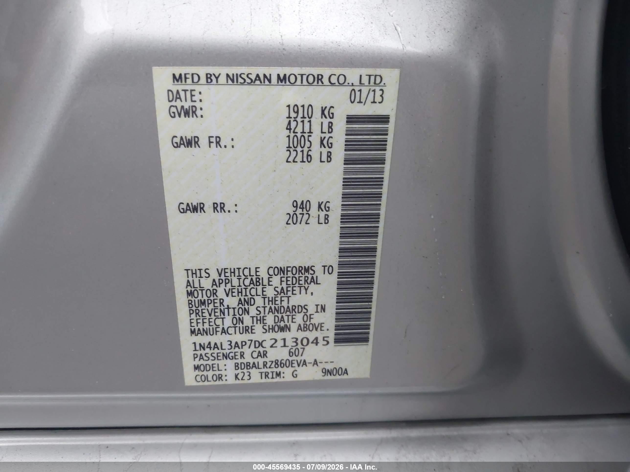 2013 Nissan Altima 2.5 S Серебряный vin: 1N4AL3AP7DC213045