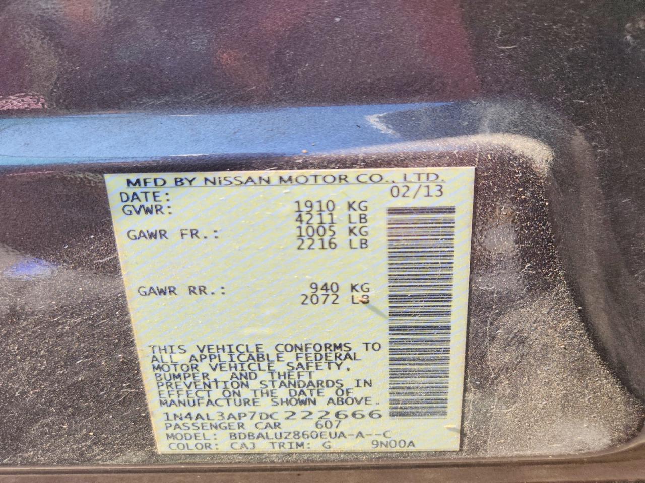 2013 Nissan Altima 2.5 Gray vin: 1N4AL3AP7DC222666