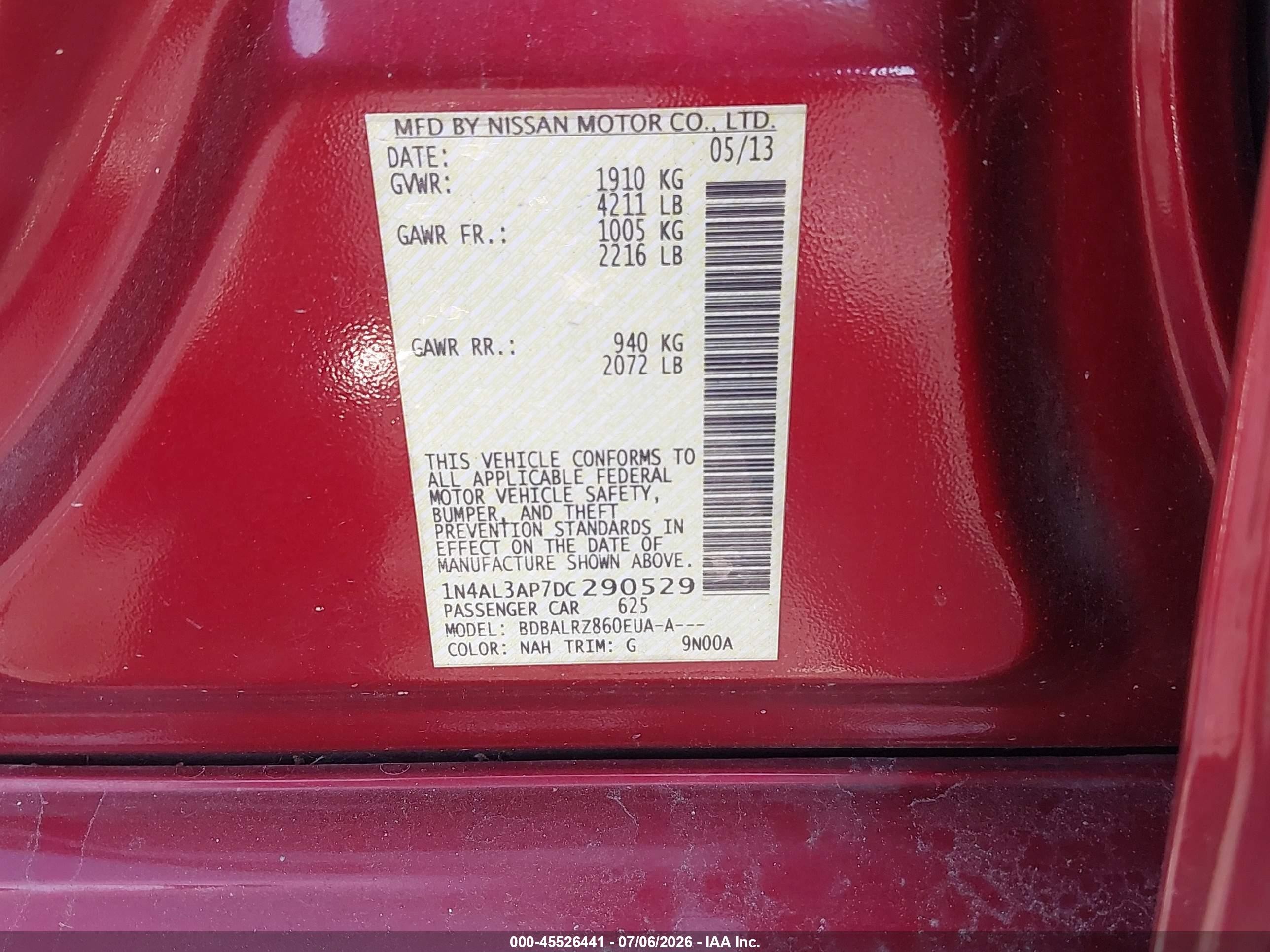 2013 Nissan Altima 2.5 S Red vin: 1N4AL3AP7DC290529