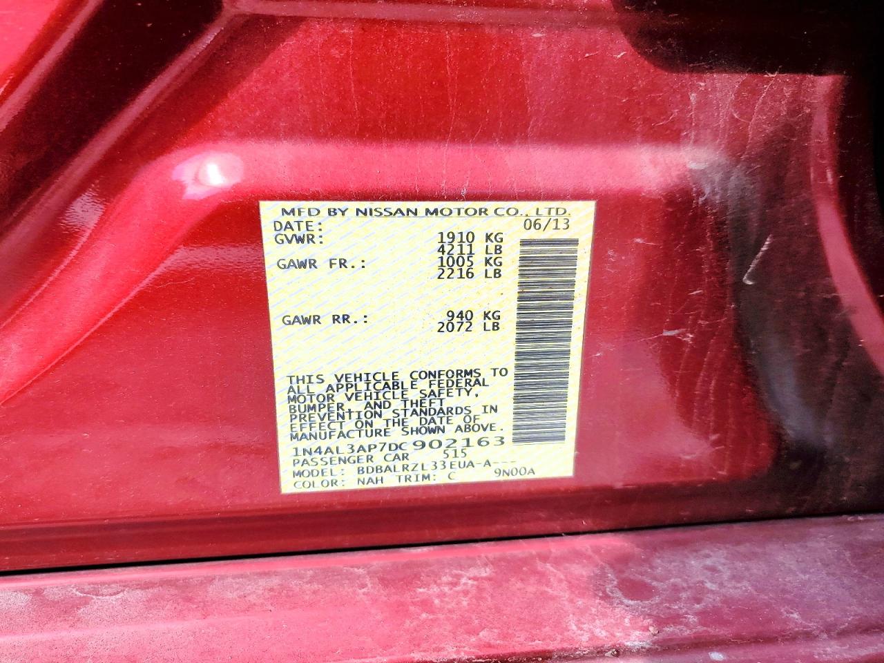 2013 Nissan Altima S Red vin: 1N4AL3AP7DC902163