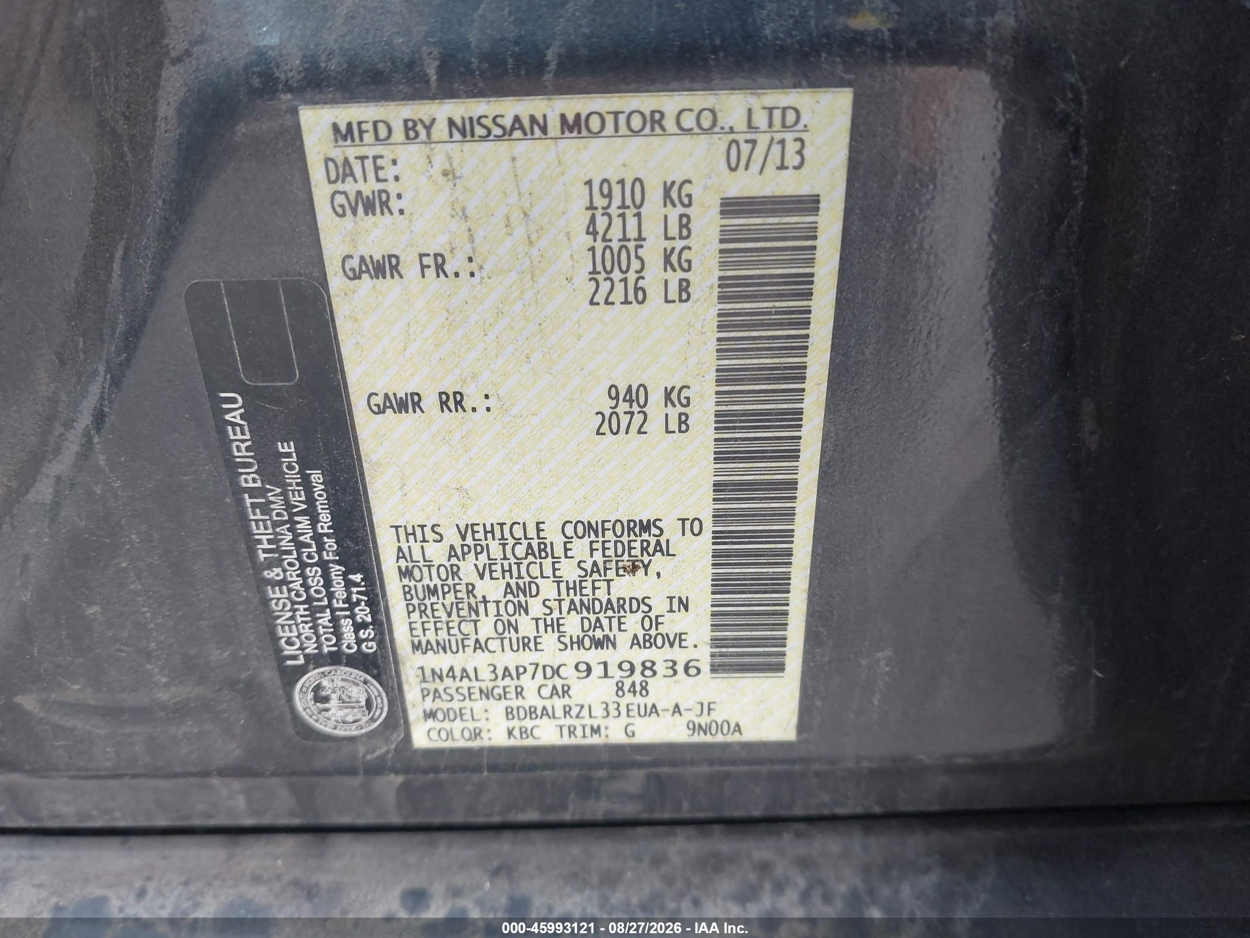 2013 Nissan Altima 2.5 S Gray vin: 1N4AL3AP7DC919836