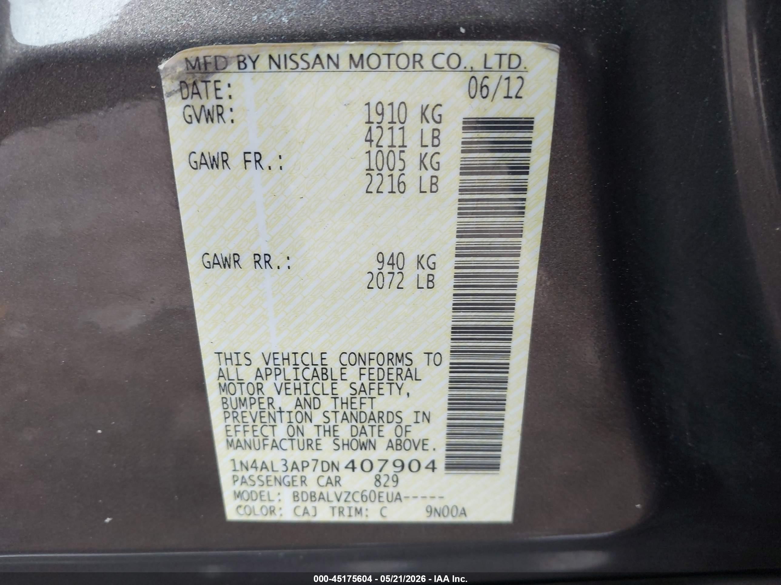 2013 Nissan Altima 2.5 Sl Brown vin: 1N4AL3AP7DN407904
