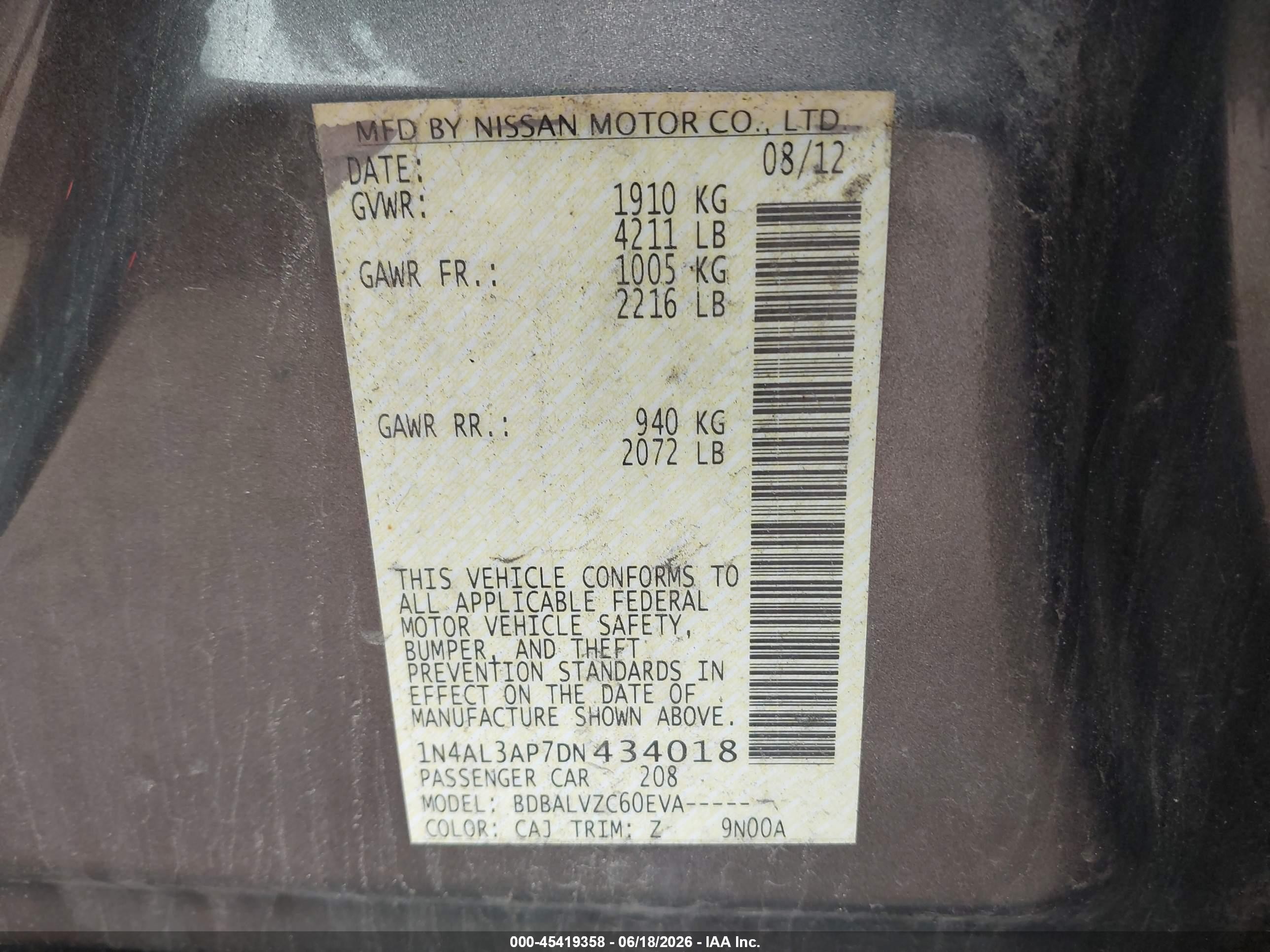2013 Nissan Altima 2.5 Sl Brown vin: 1N4AL3AP7DN434018