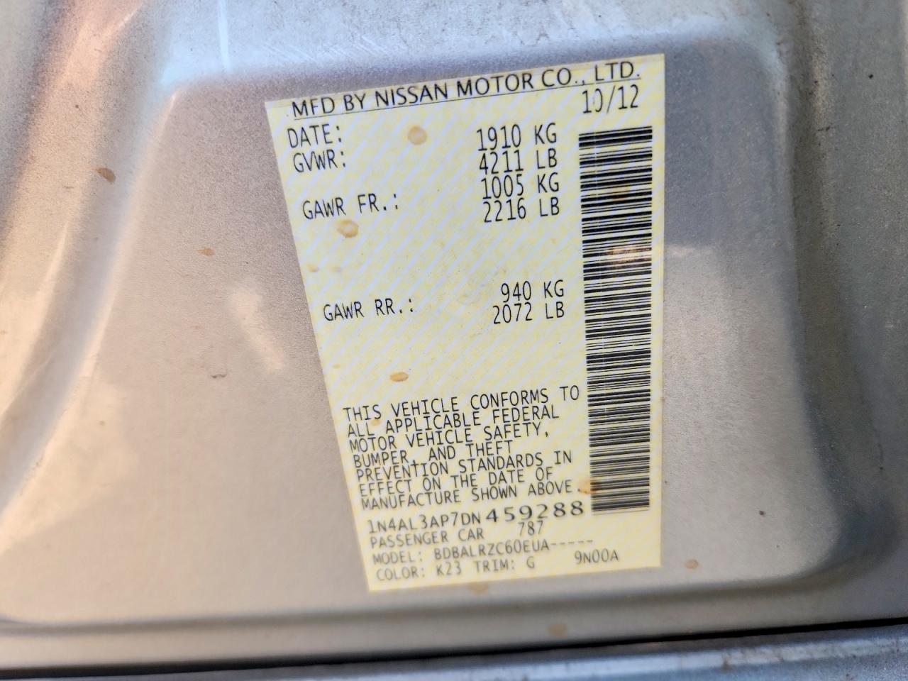 2013 Nissan Altima 2.5 Silver vin: 1N4AL3AP7DN459288