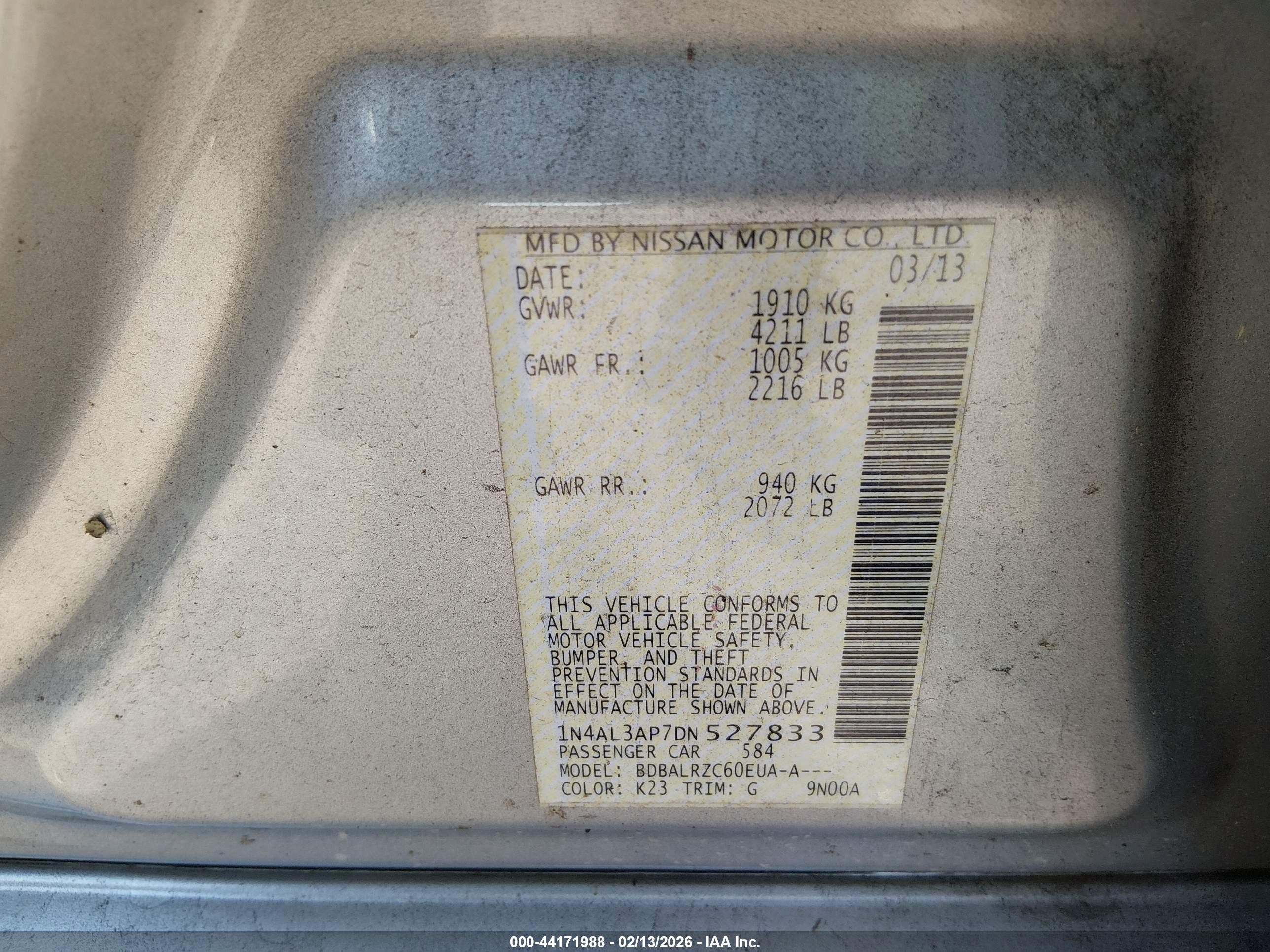 2013 Nissan Altima 2.5 S Серебряный vin: 1N4AL3AP7DN527833