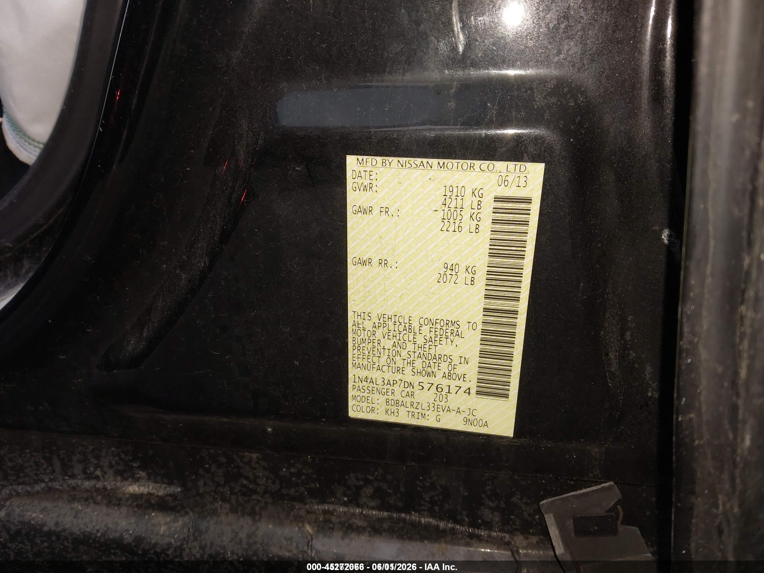 2013 Nissan Altima 2.5 S Black vin: 1N4AL3AP7DN576174