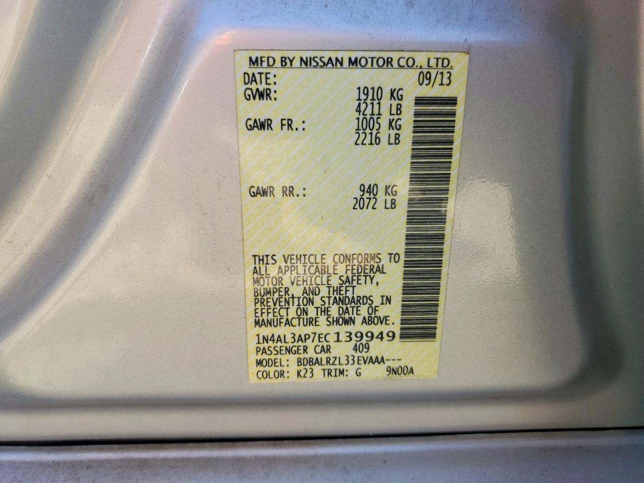 2014 Nissan Altima 2.5 S Silver vin: 1N4AL3AP7EC139949
