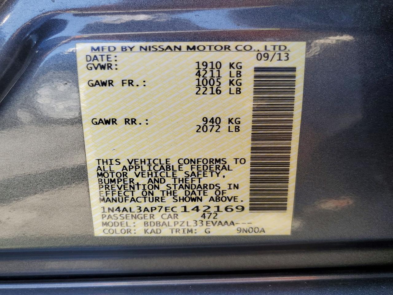 2014 Nissan Altima 2.5 Gray vin: 1N4AL3AP7EC142169
