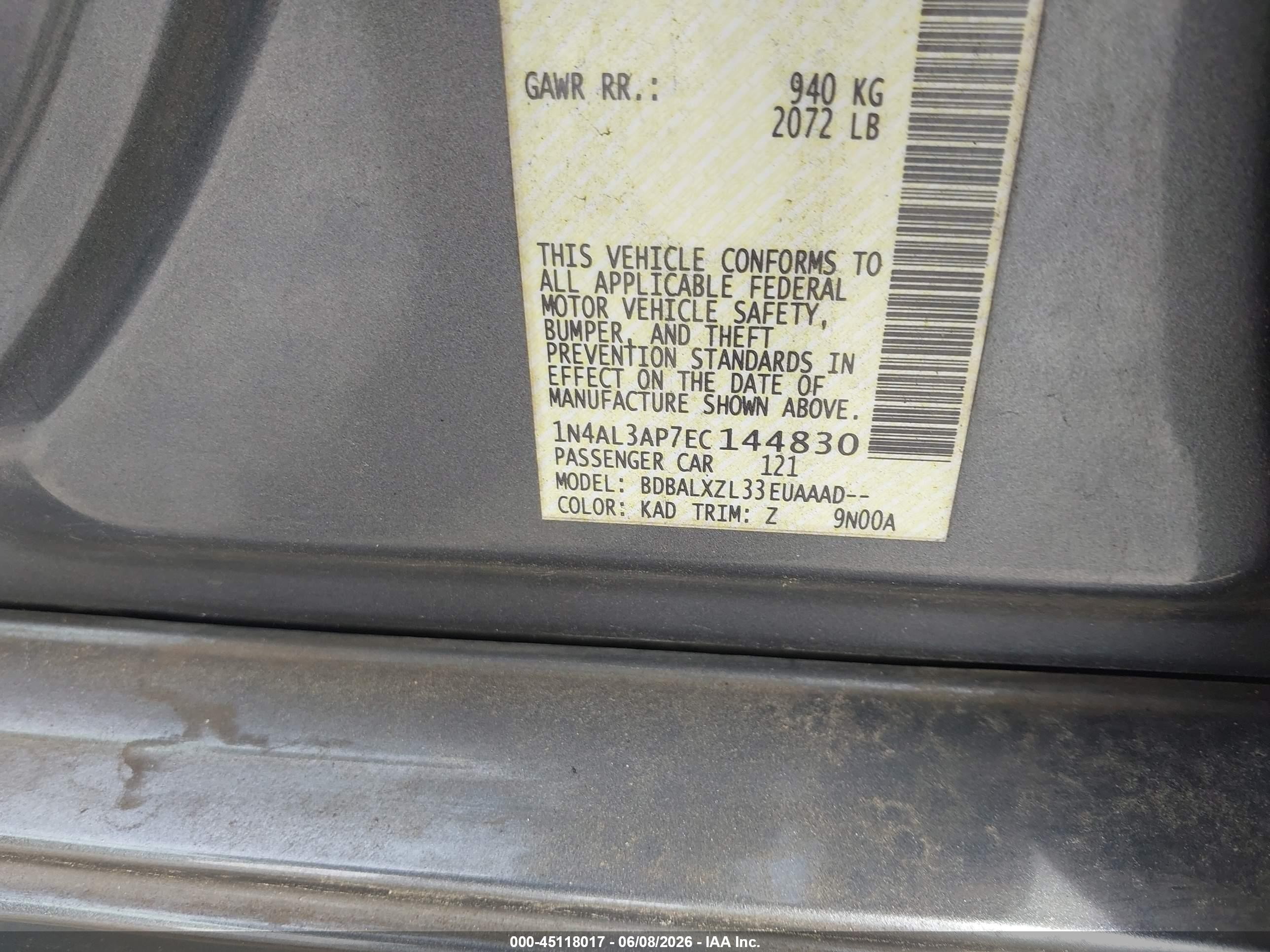 2014 Nissan Altima 2.5 Sl Gray vin: 1N4AL3AP7EC144830