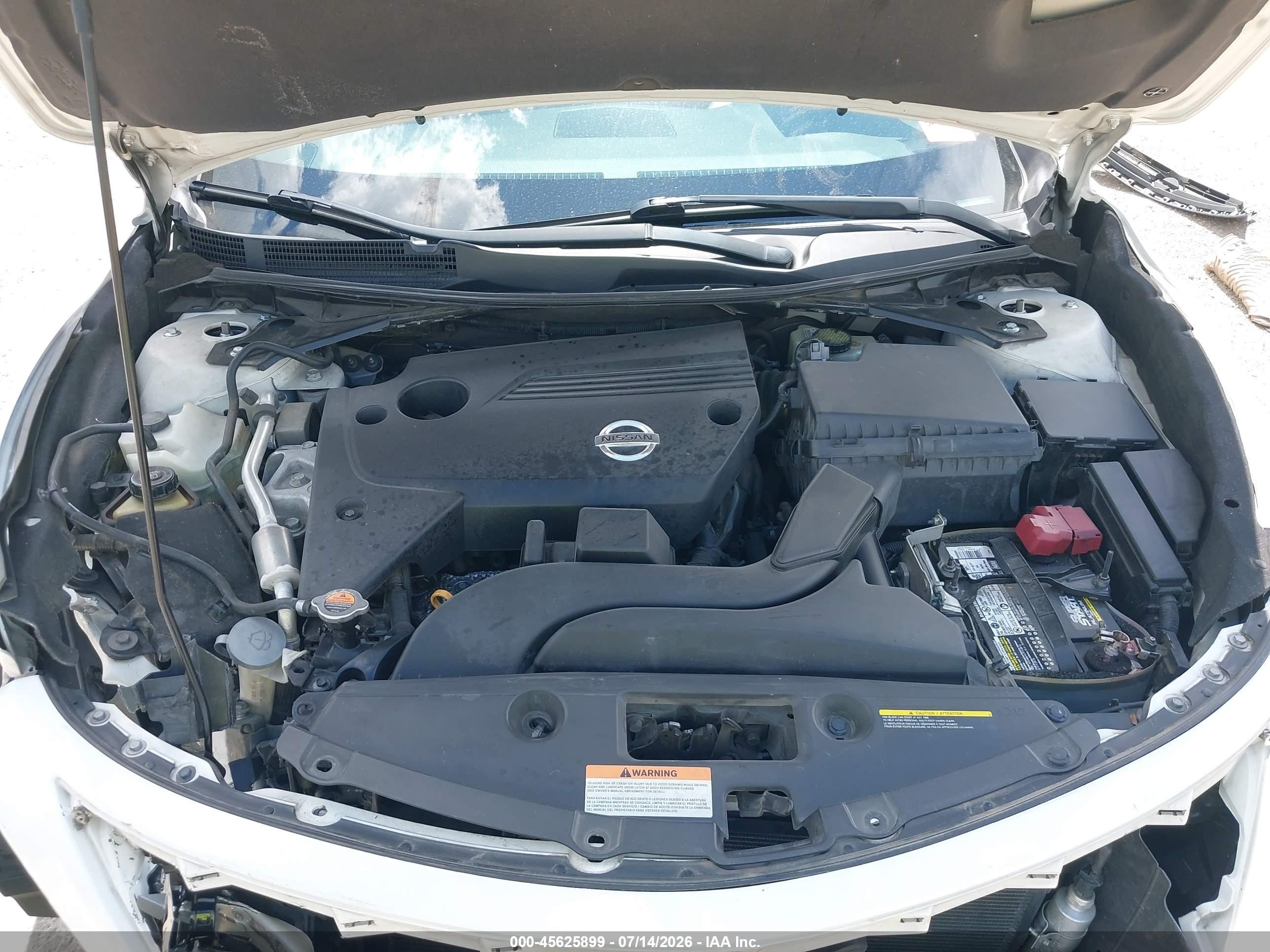 2014 Nissan Altima 2.5 Sv White vin: 1N4AL3AP7EC420827