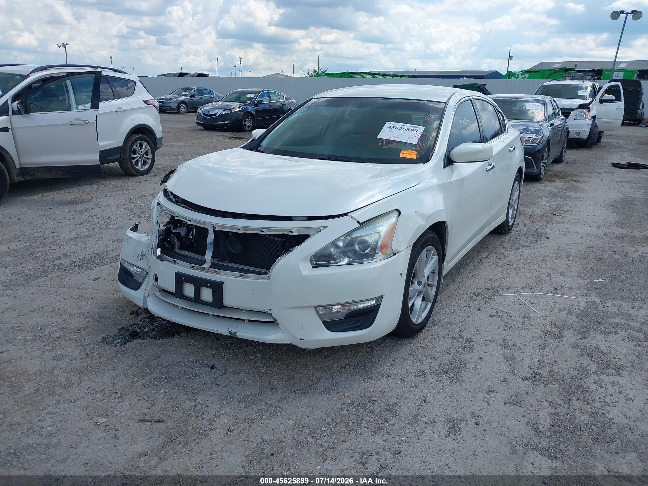 2014 Nissan Altima 2.5 Sv White vin: 1N4AL3AP7EC420827