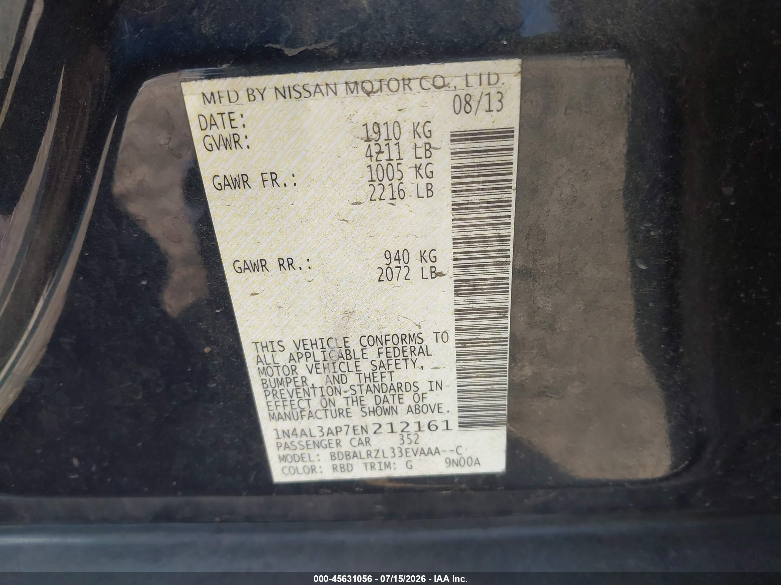 2014 Nissan Altima 2.5 S Gray vin: 1N4AL3AP7EN212161