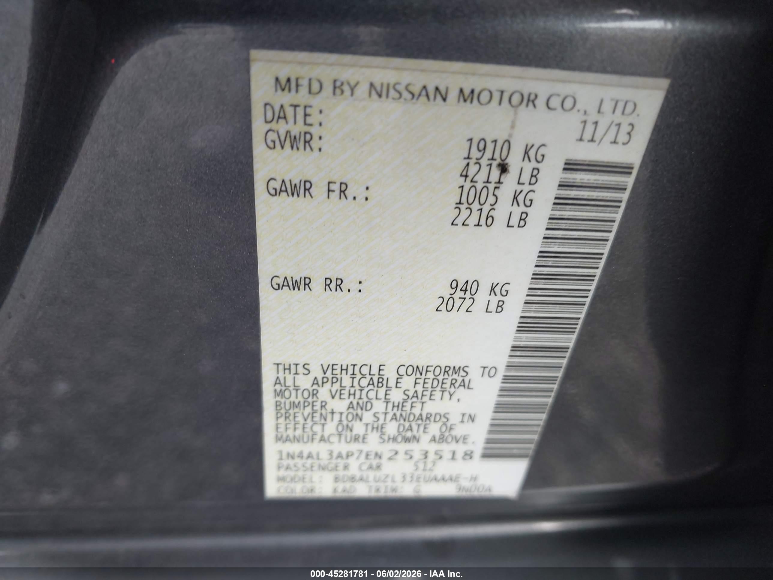 2014 Nissan Altima 2.5 Sv Gray vin: 1N4AL3AP7EN253518