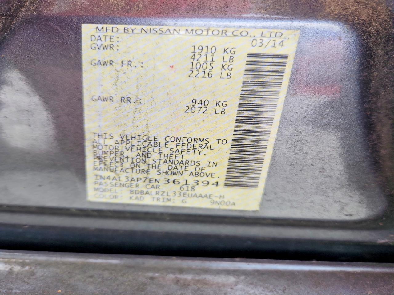 2014 Nissan Altima 2.5 S Gray vin: 1N4AL3AP7EN361394