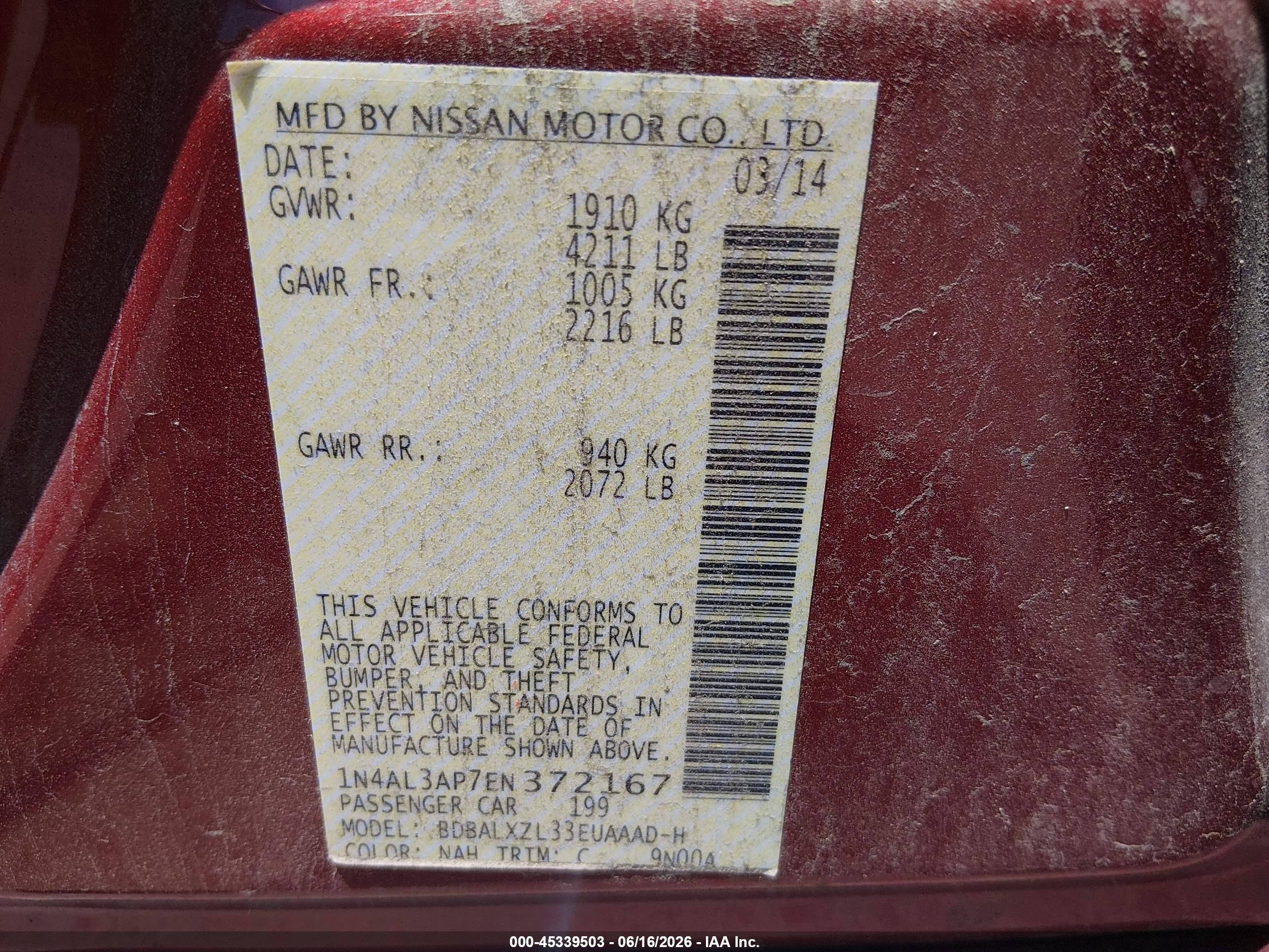 2014 Nissan Altima 2.5 Sl Red vin: 1N4AL3AP7EN372167