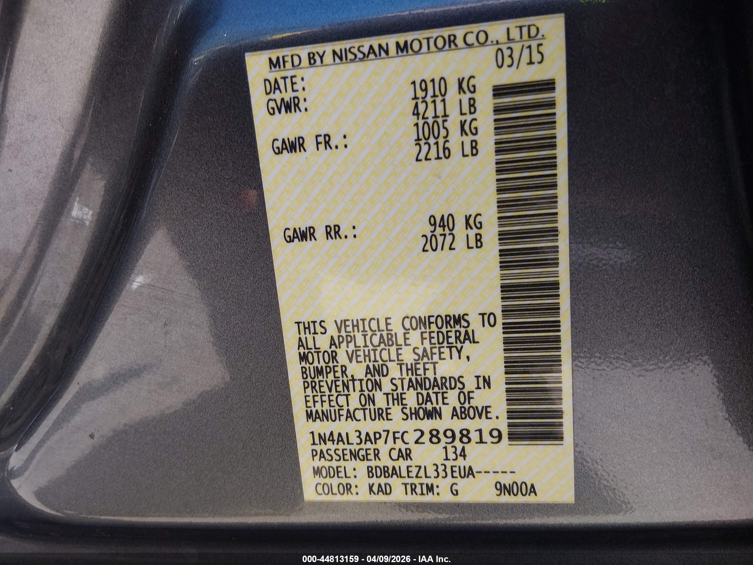 2015 Nissan Altima 2.5 S Gray vin: 1N4AL3AP7FC289819
