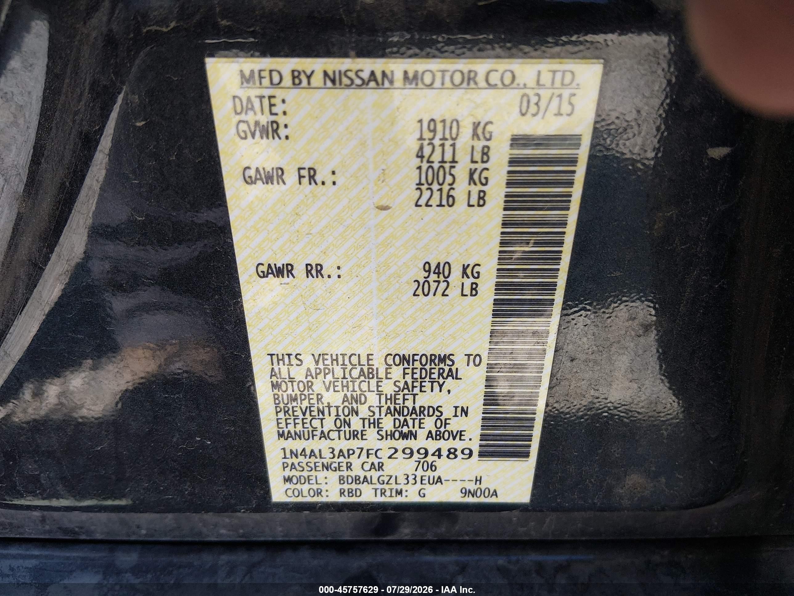 2015 Nissan Altima 2.5 S Gray vin: 1N4AL3AP7FC299489