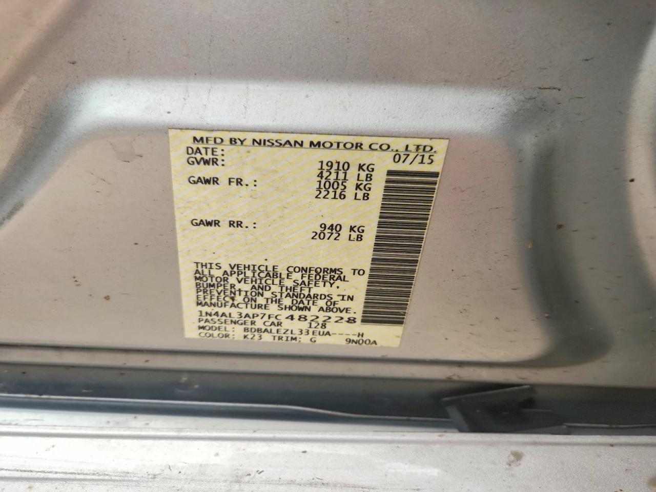 2015 Nissan Altima 2.5 S Silver vin: 1N4AL3AP7FC482228