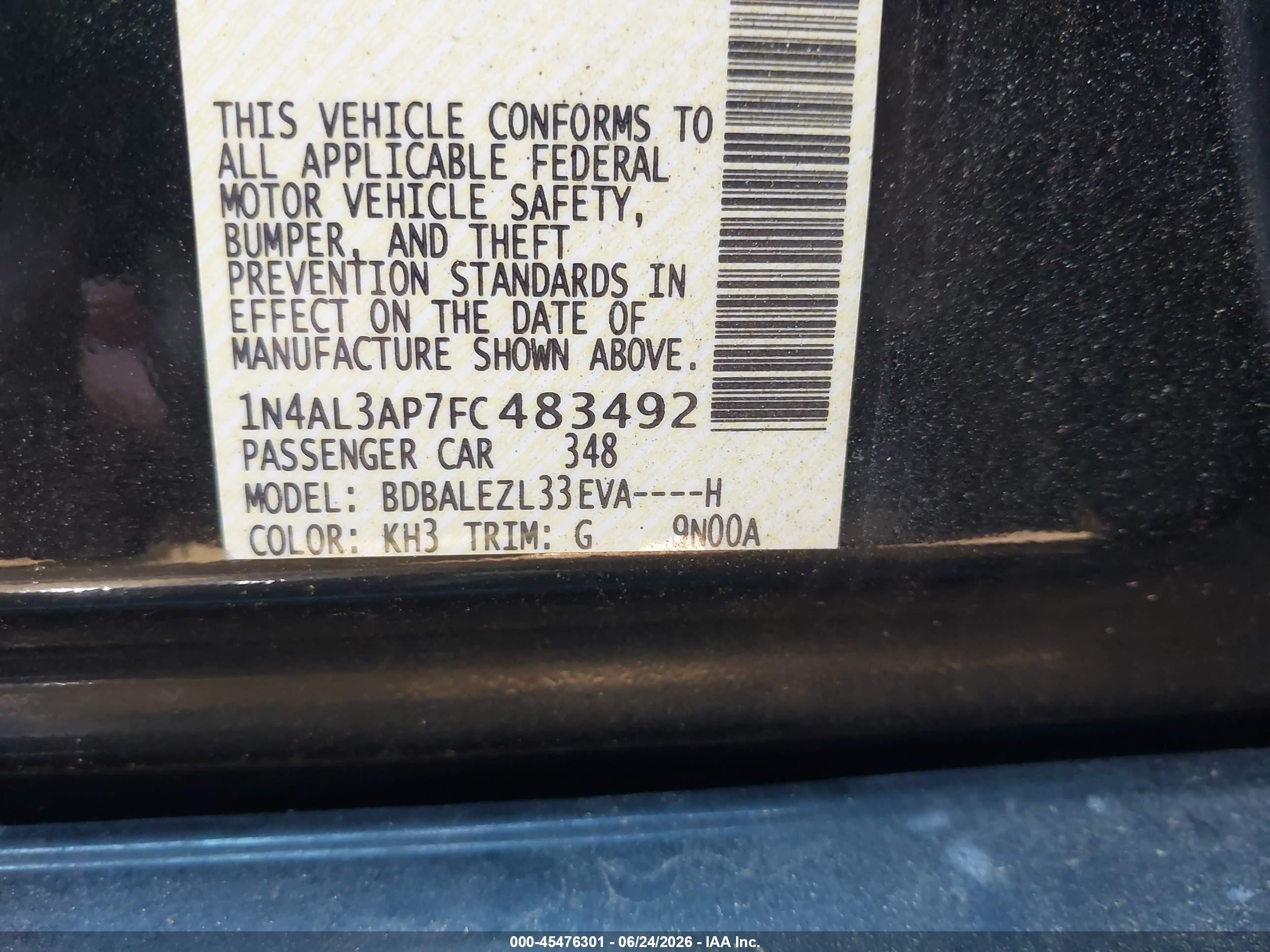 2015 Nissan Altima 2.5 S Черный vin: 1N4AL3AP7FC483492