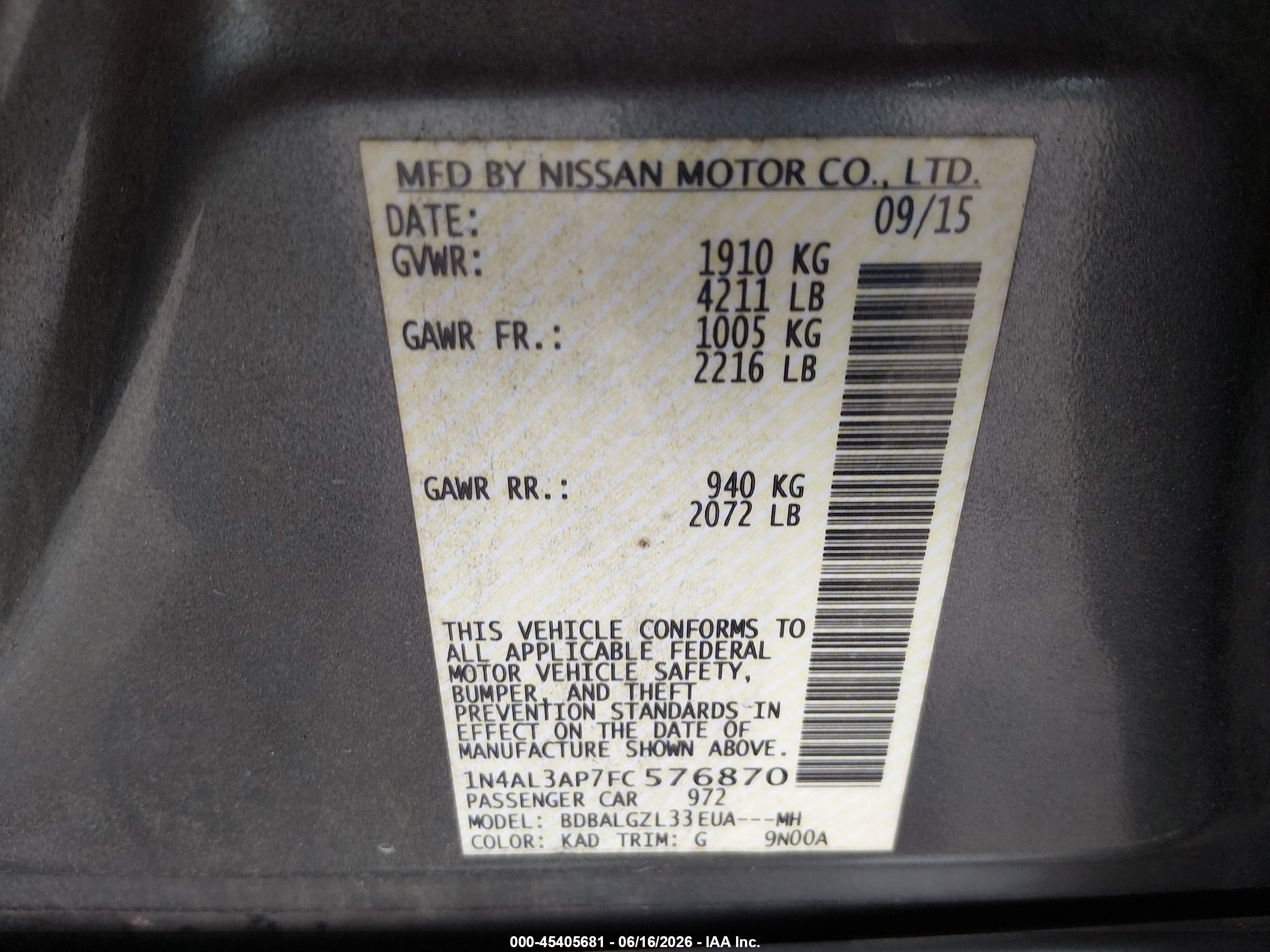 2015 Nissan Altima 2.5 S Gray vin: 1N4AL3AP7FC576870