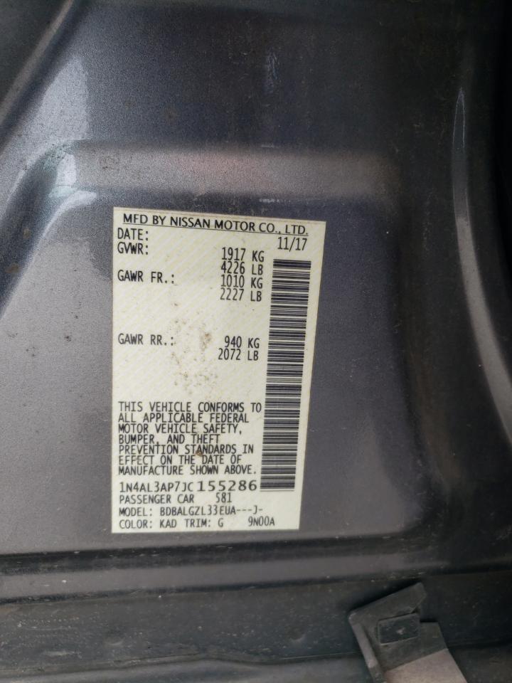 2018 Nissan Altima 2.5 Серый vin: 1N4AL3AP7JC155286