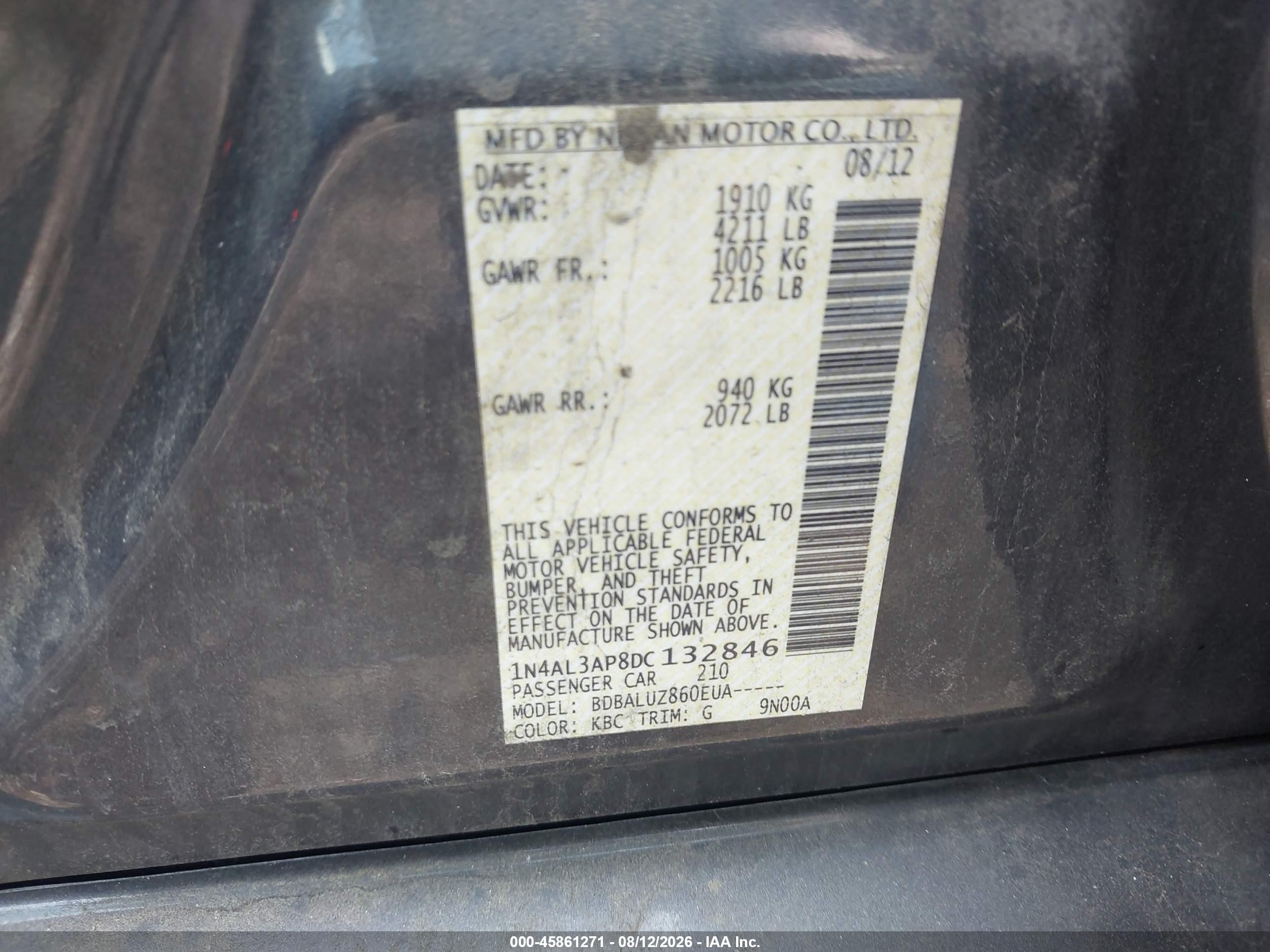 2013 Nissan Altima 2.5 Sv Gray vin: 1N4AL3AP8DC132846