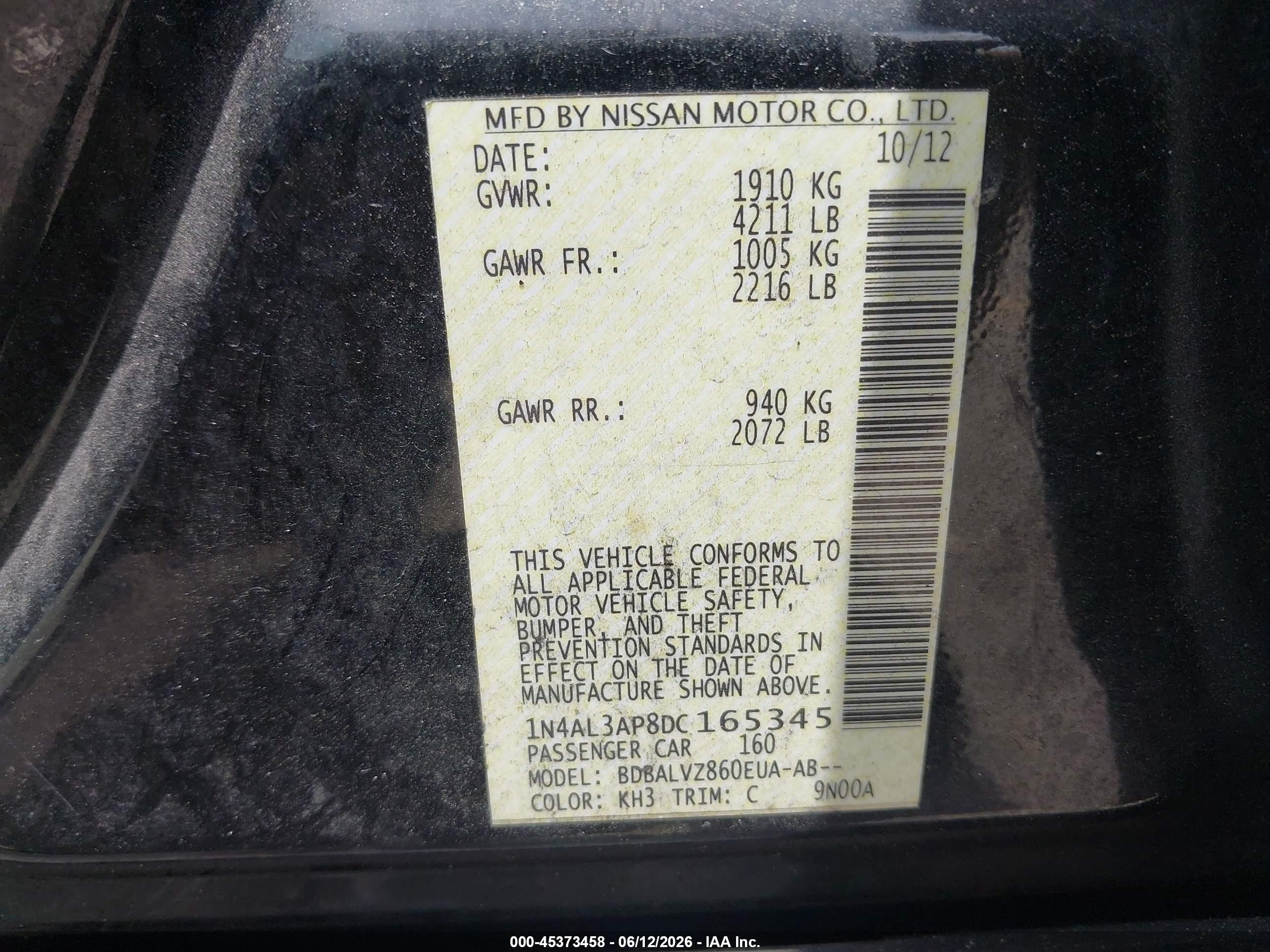 2013 Nissan Altima 2.5 Sl Black vin: 1N4AL3AP8DC165345