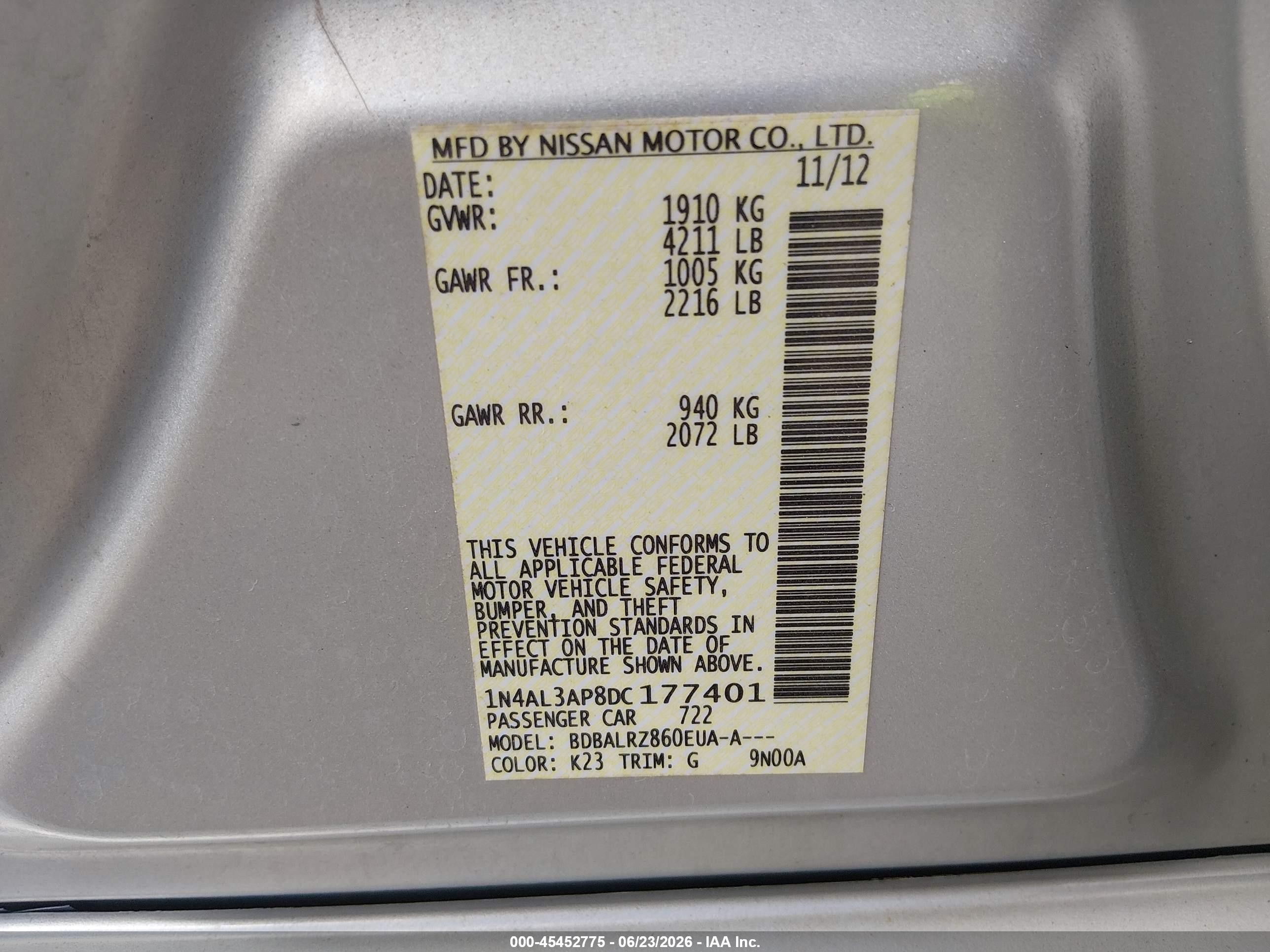 2013 Nissan Altima 2.5 S Серебряный vin: 1N4AL3AP8DC177401