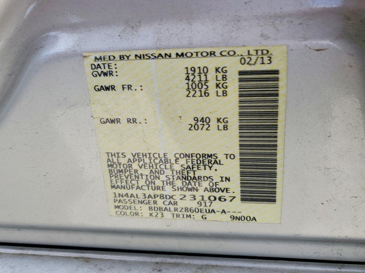 2013 Nissan Altima 2.5 Серебряный vin: 1N4AL3AP8DC231067