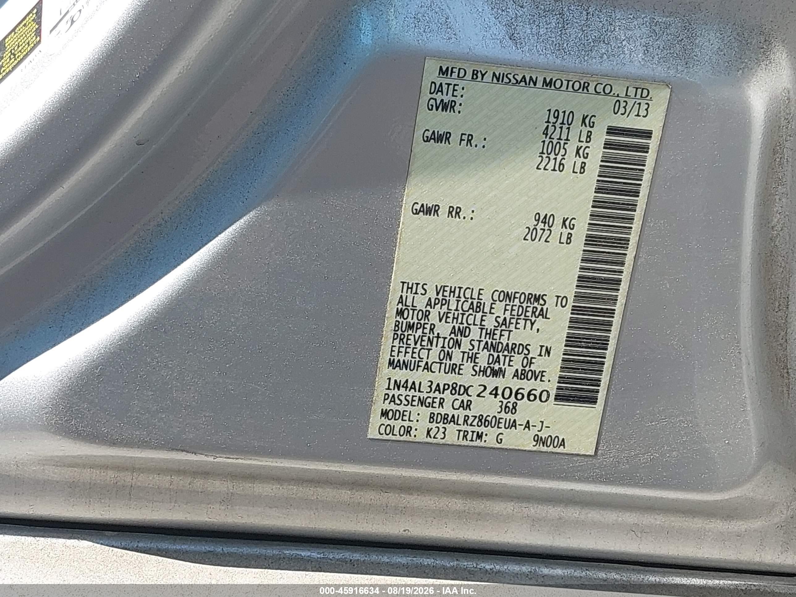 2013 Nissan Altima 2.5 S Silver vin: 1N4AL3AP8DC240660
