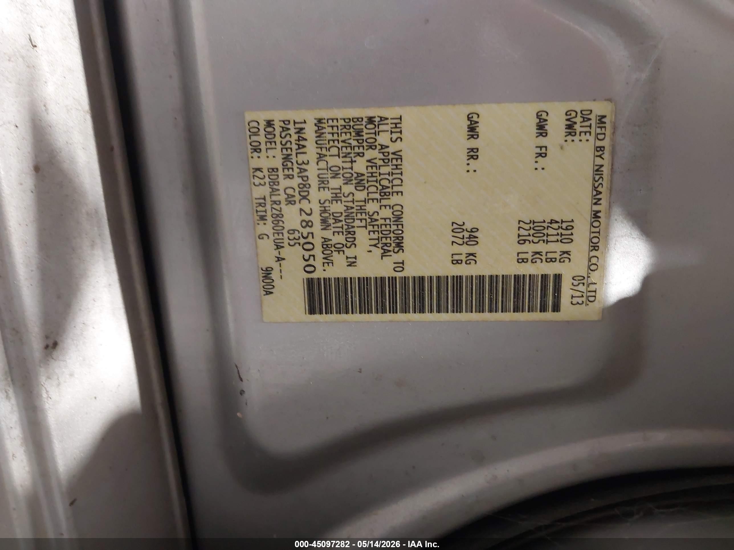 2013 Nissan Altima 2.5 S Silver vin: 1N4AL3AP8DC285050