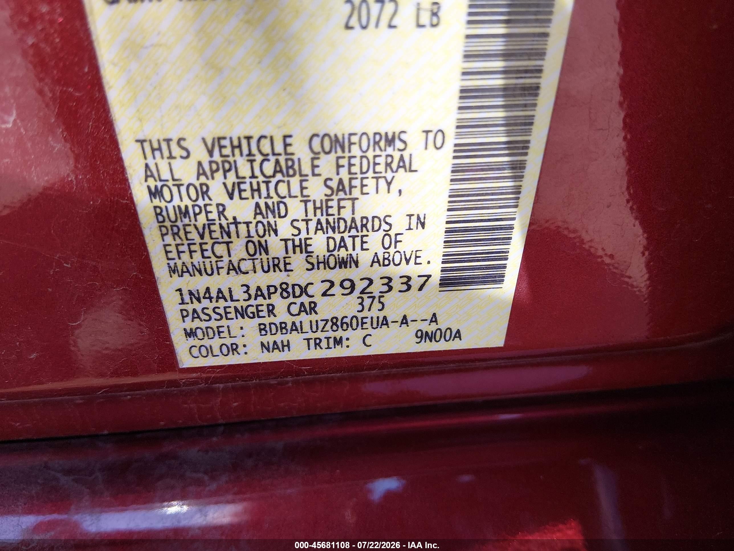 2013 Nissan Altima 2.5 Sv Red vin: 1N4AL3AP8DC292337