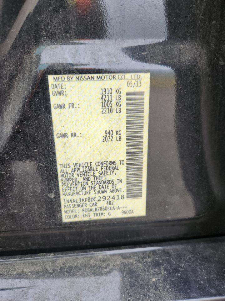 2013 Nissan Altima 2.5 Black vin: 1N4AL3AP8DC292418