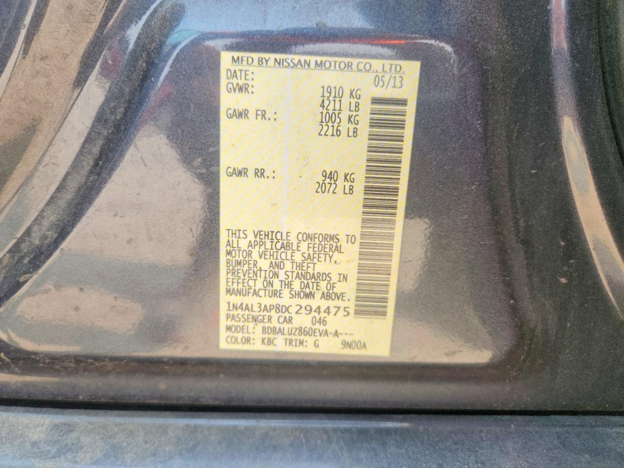 2013 Nissan Altima 2.5 Gray vin: 1N4AL3AP8DC294475