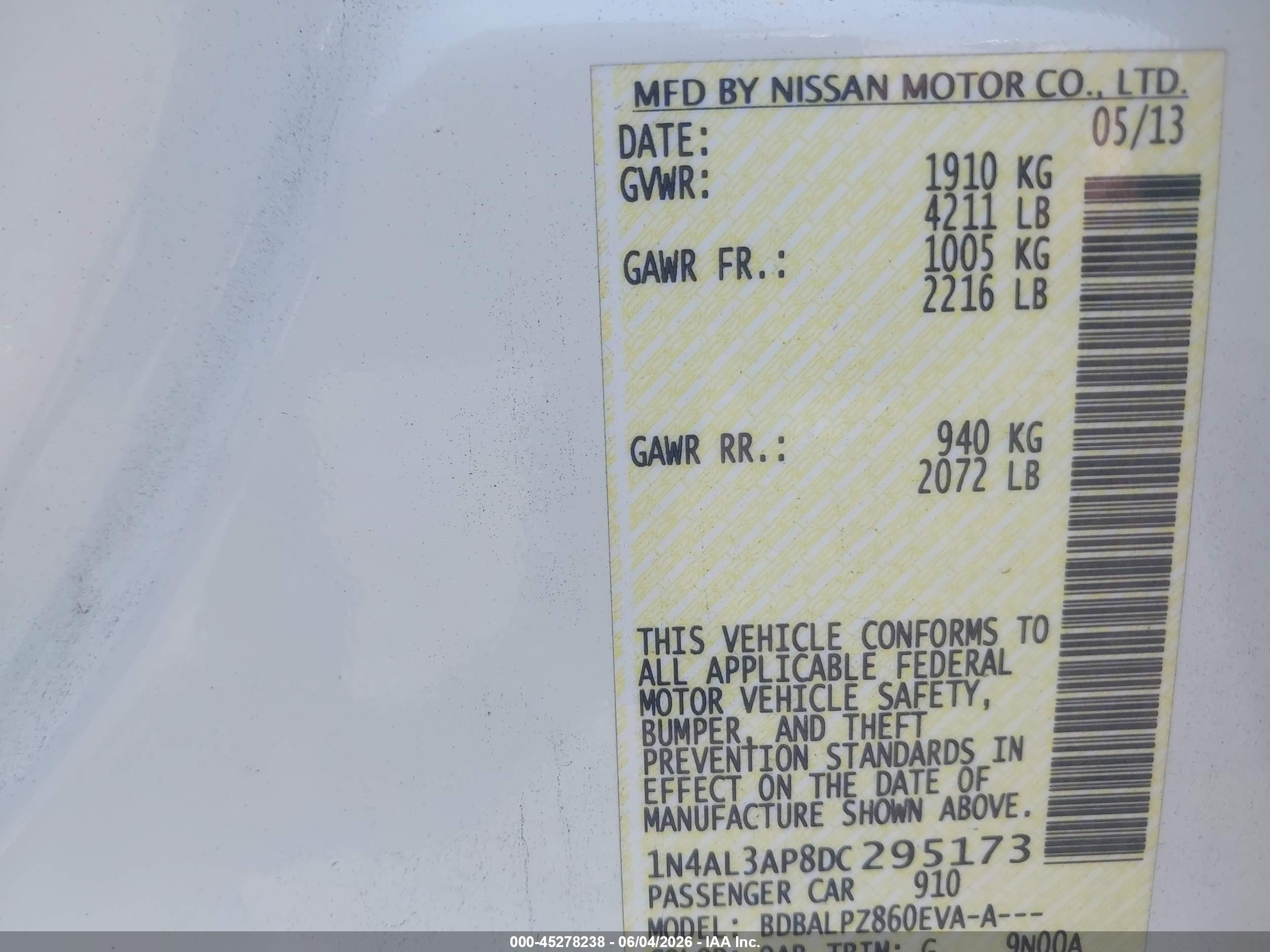 2013 Nissan Altima 2.5 White vin: 1N4AL3AP8DC295173