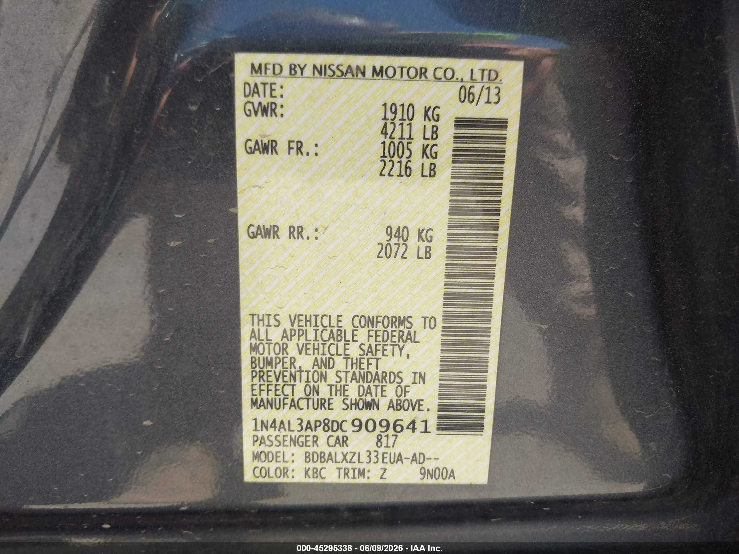 2013 Nissan Altima 2.5 Sl Gray vin: 1N4AL3AP8DC909641